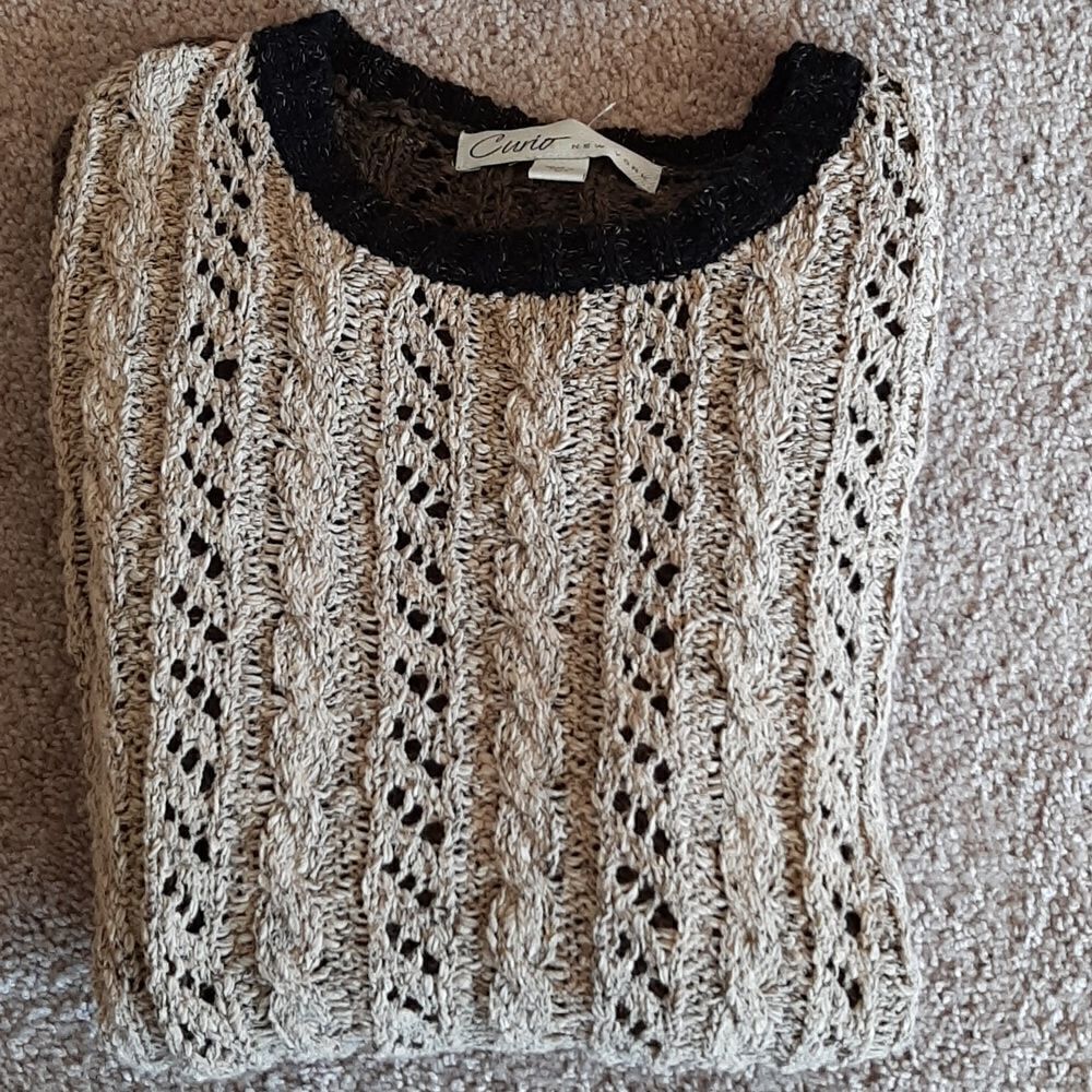 Vintage Curio cream and brown knit sweater